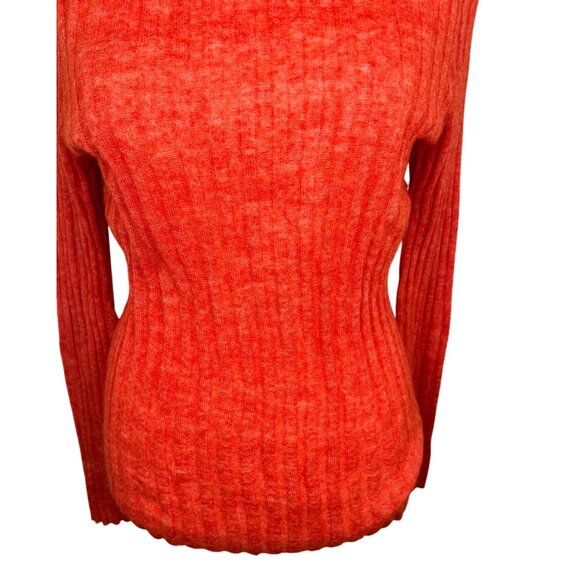Madewell Womens Harry Sheer Ribbed Red Alpaca Long Sleeve Mockneck Sweater Small - Picture 13 of 14